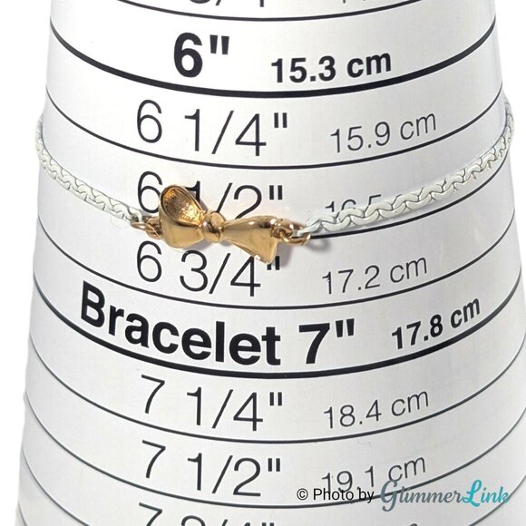 Vintage 1960s Monet White Enamel Gold Tone Bow Minimalist Chain Bracelet - Picture 8 of 9